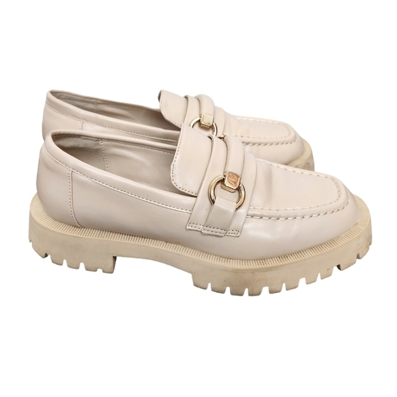 Zara Track Chunky Lug Sole Buckle Loafers Womens Size 6 European 36 Cream - Picture 1 of 9